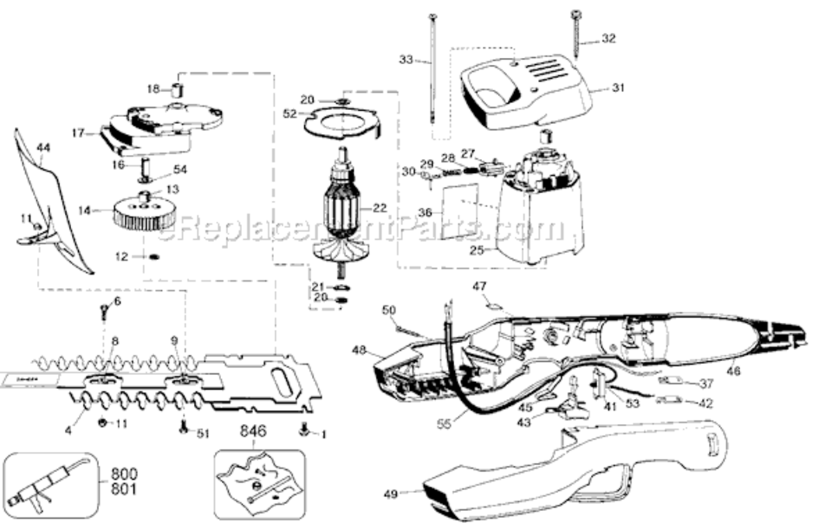 Page A Diagram and Parts List for 8127 Type 4 Black and Decker Hedge Trimmer